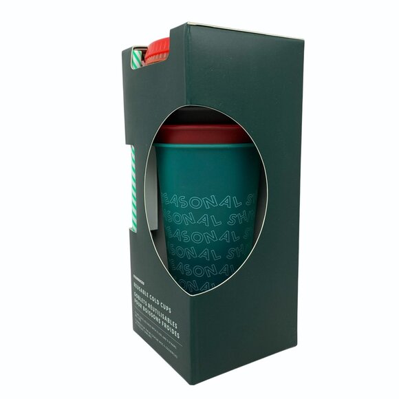 Starbucks Reusable 24 oz Cold Cups w/ Lids & Straws Holiday 2019 Set Of 5 New - Picture 6 of 6